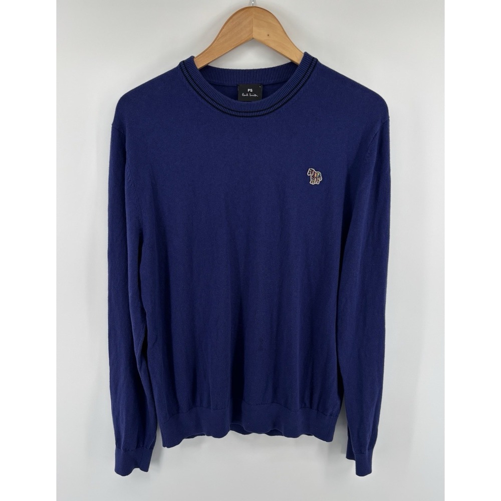 Paul Smith Zebra Logo Sweater Sz L Wool Cotton Blend Preppy Country Club Varsity
